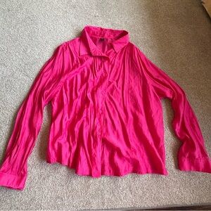 4X HOT pink Vibrant Pink Button-Up Shirt